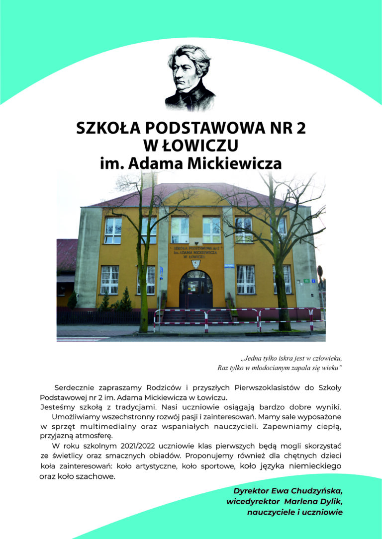 Szkoła Podstawowa Nr 2 Im Adama Mickiewicza Zapraszamy do SP 2 – Szkoła Podstawowa nr 2 im. Adama Mickiewicza w Łowiczu